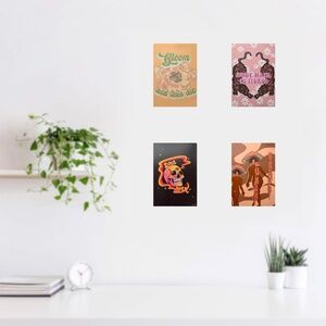 Lunar Babes - Floral Mushroom Skull Tiger Art Wall Decor Print 5x7" (Set of 4)
